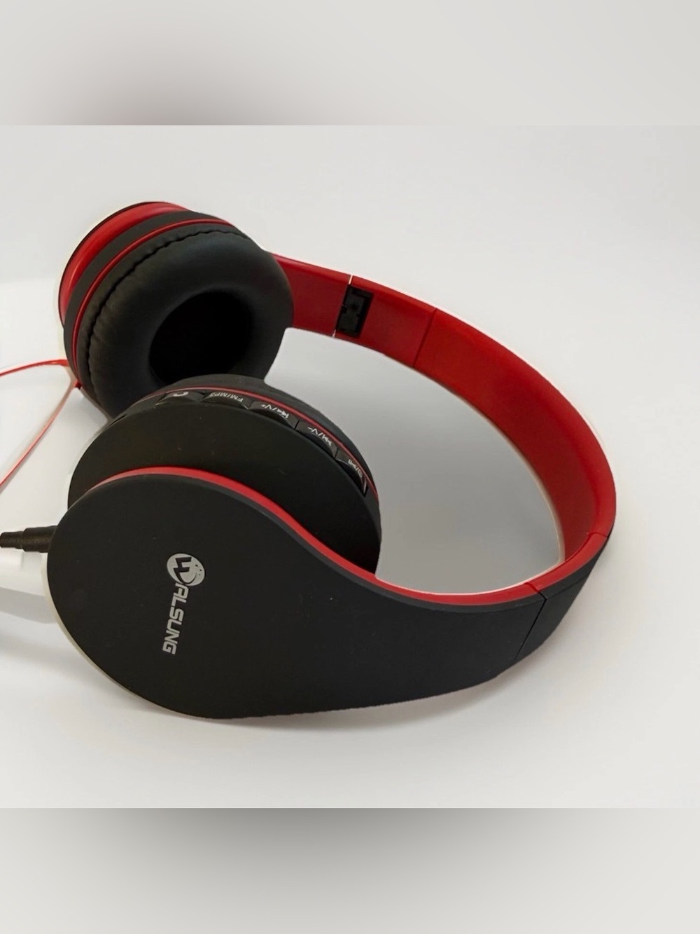 Walsung Wireless Bluetooth Headphones Red Black Over Ear Headset FM Radio MP3 TF